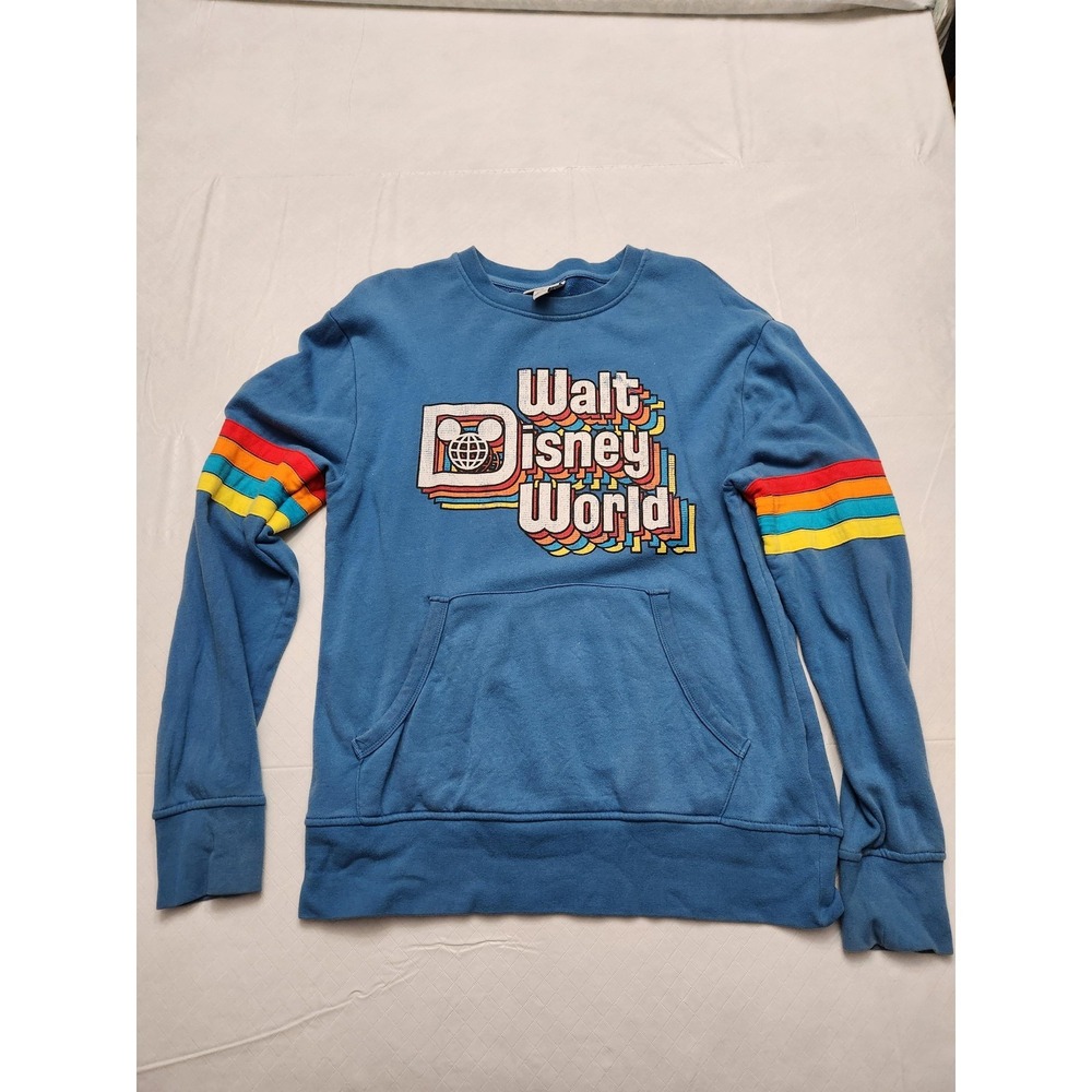Disney Parks Sweatshirt Mens Small Blue Walt Disney World Retro Graphic Pullover